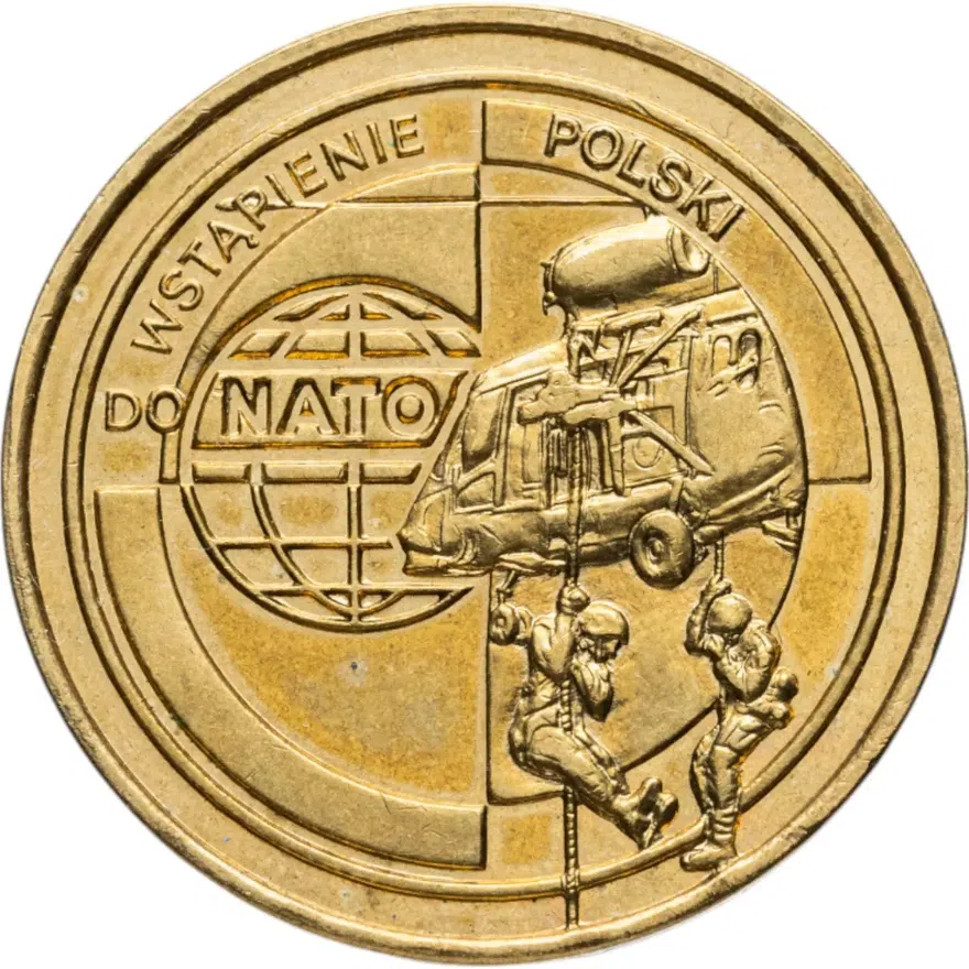 Польша 2 злотых (zlotе) 1999 Вступление Польши в НАТО, аверс