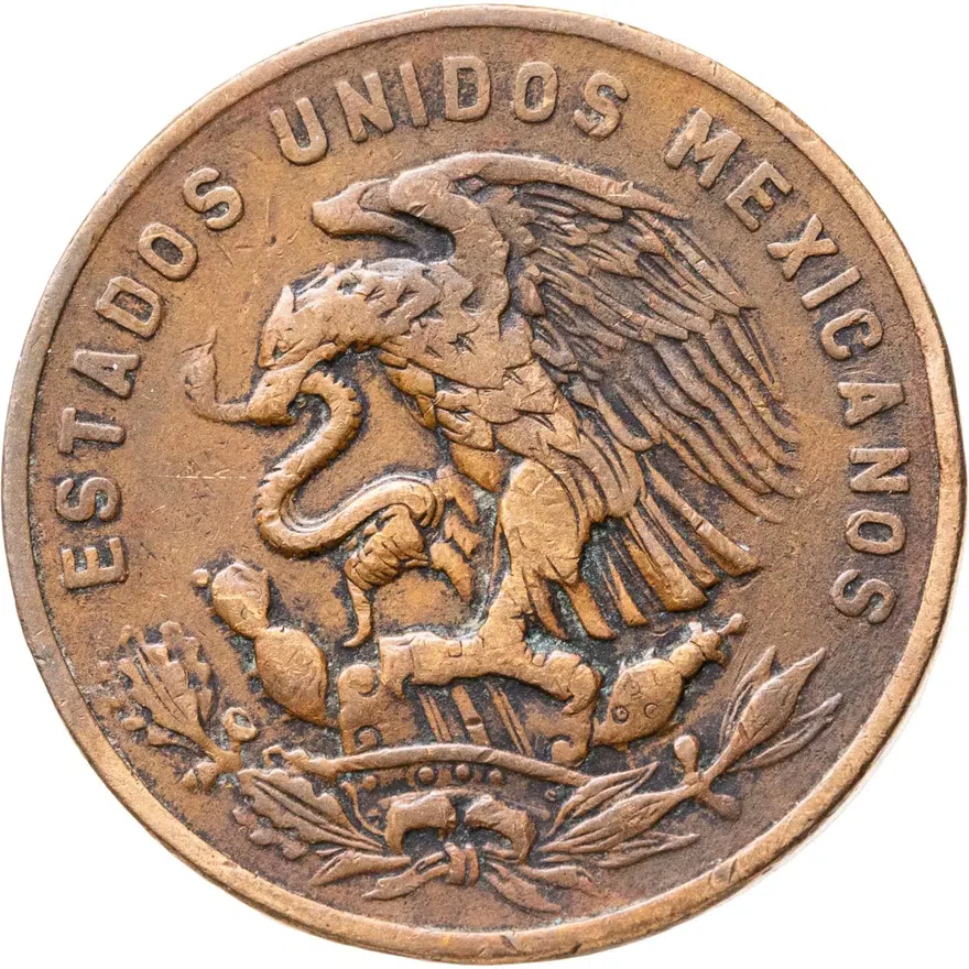 Мексика 20 сентаво (centavos) 1957, реверс