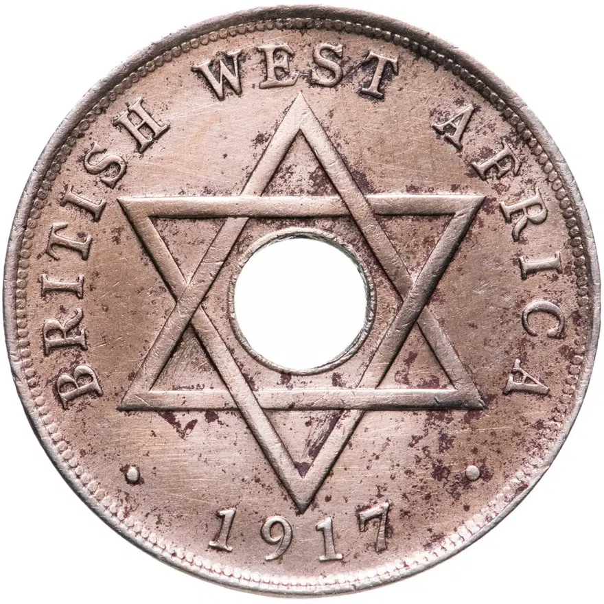 Британская Западная Африка 1 пенни (penny) 1917, аверс