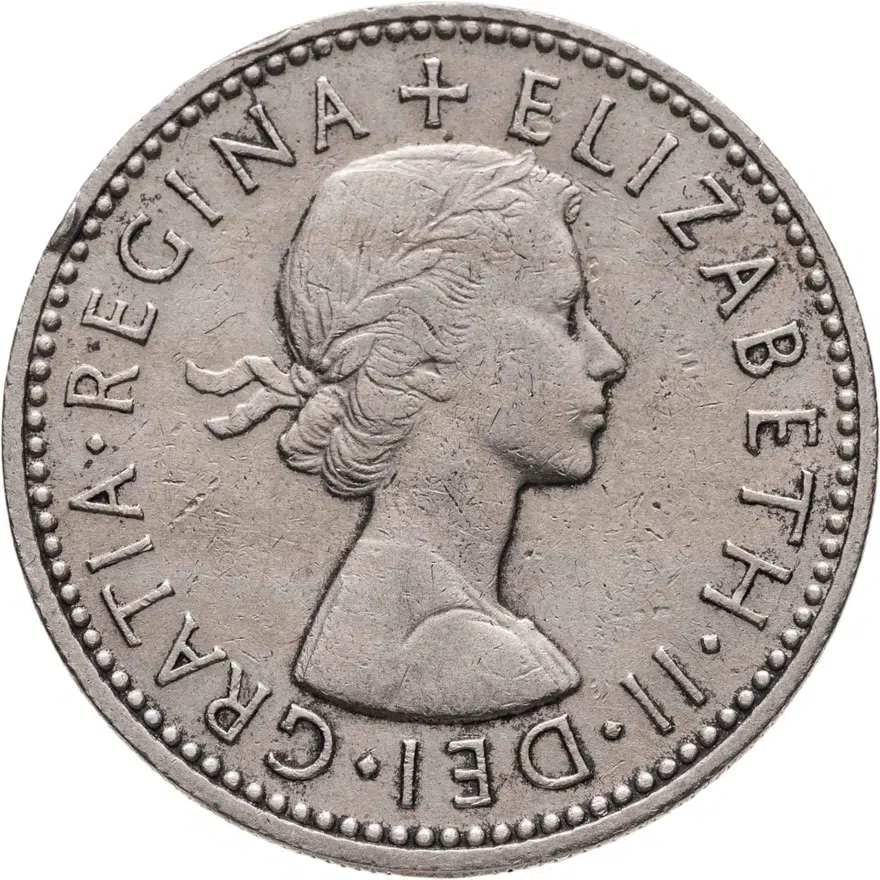 Великобритания 1 шиллинг (shilling) 1957  Английский герб - 3 льва внутри коронованного щита, реверс