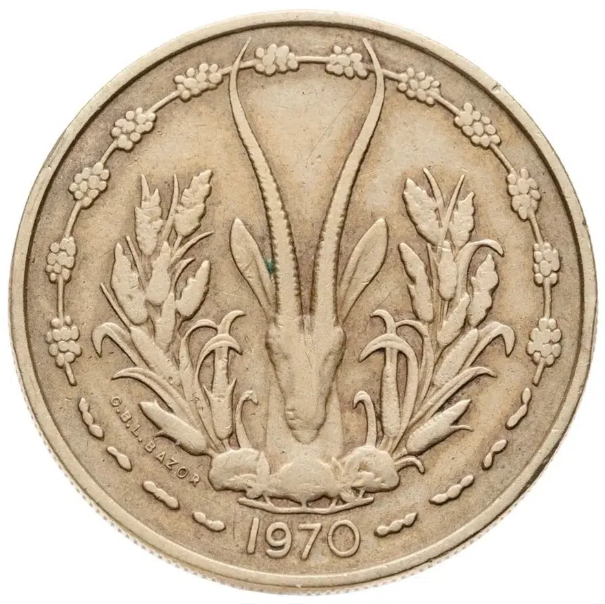 Западная Африка (BCEAO) 25 франков (francs) 1970, аверс