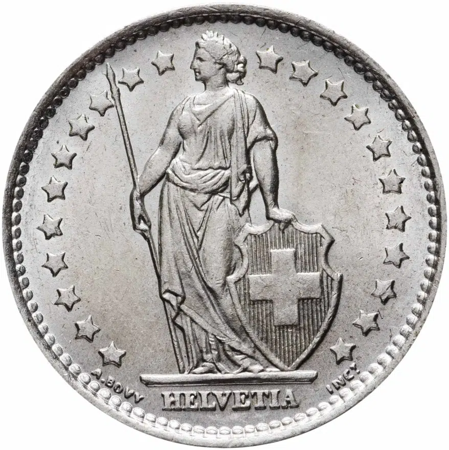 Швейцария 1 франк (franc) 1967, реверс