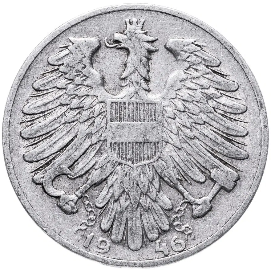 Австрия 1 шиллинг (shilling) 1946, реверс
