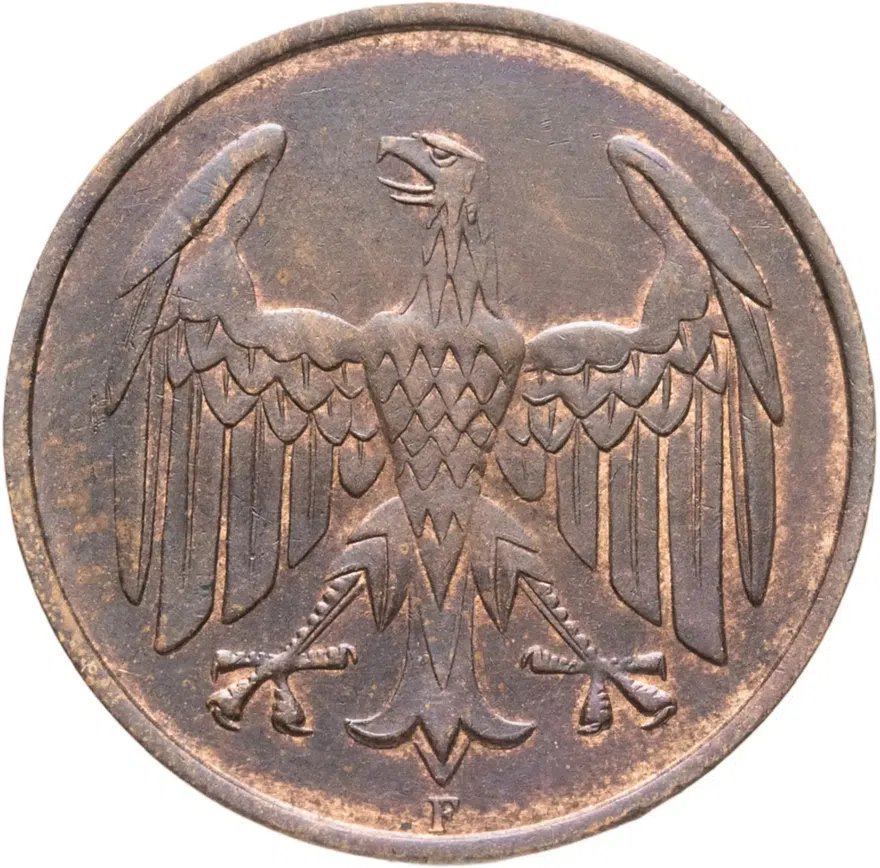 Германия (Веймарская республика) 4 рейх пфеннига (reichspfennig) 1932 F, реверс