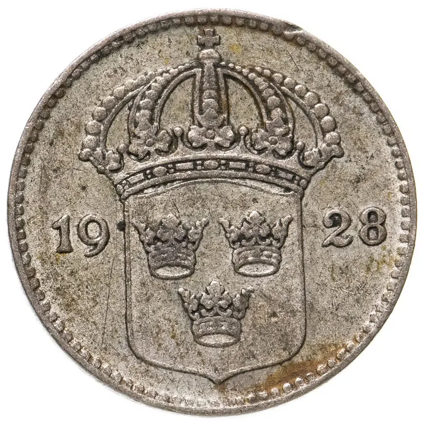Швеция 10 эре (ore) 1928, реверс