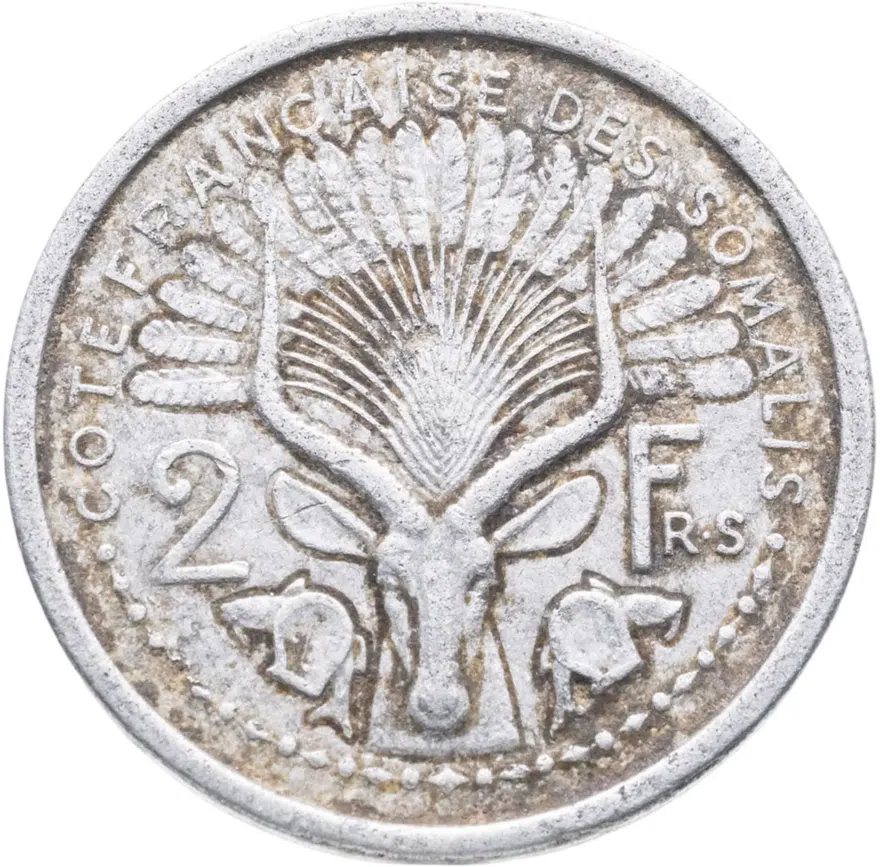 Французское Сомали 2 франка (francs) 1959, реверс