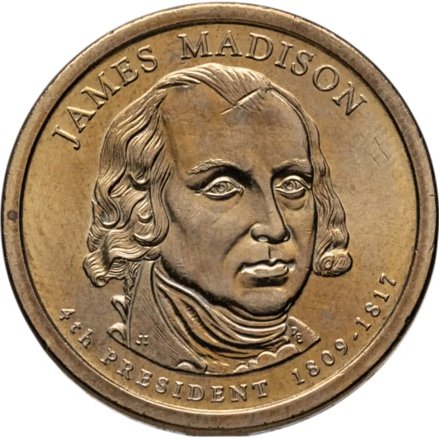 США 1 доллар 2007 D "4-й президент США - Джеймс Мэдисон"