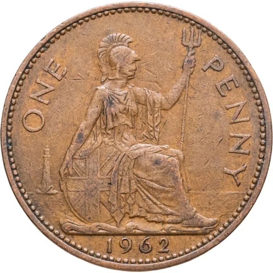 Великобритания 1 пенни (penny) 1962, аверс