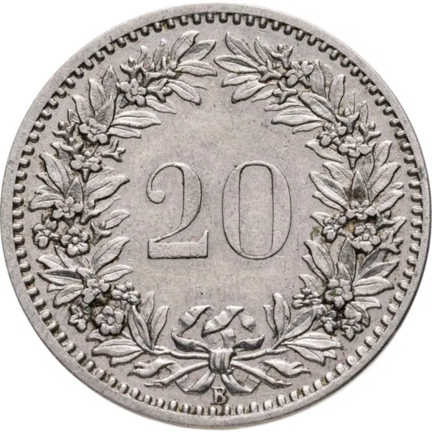 Швейцария 20 раппенов (rappen) 1887