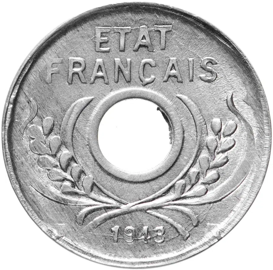 Французский Индокитай 5 сантимов (centimes) 1943, реверс