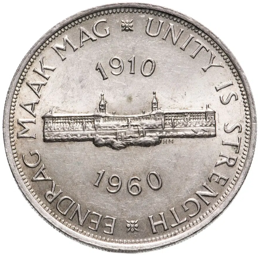 ЮАР 5 шиллингов (shillings) 1960  50 лет Южноафриканскому союзу