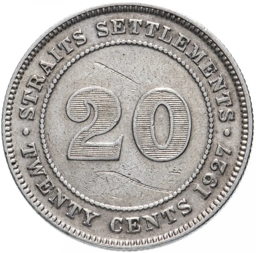 Стрейтс Сетлментс 20 центов (cents) 1927, реверс