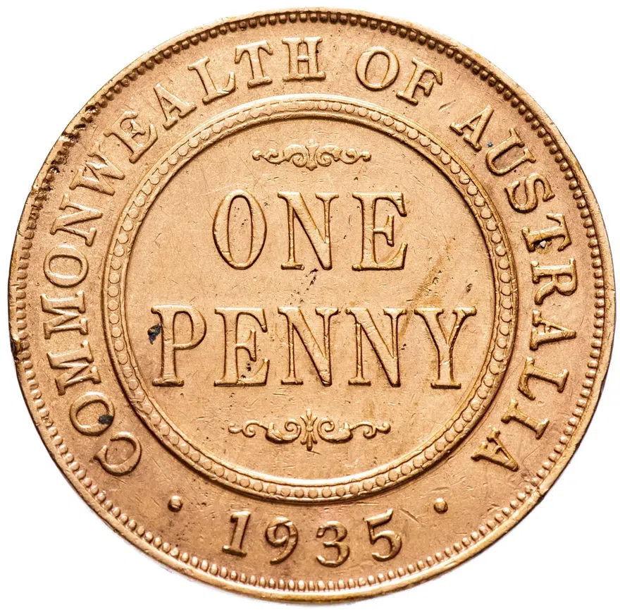Австралия 1 пенни (penny) 1935, аверс