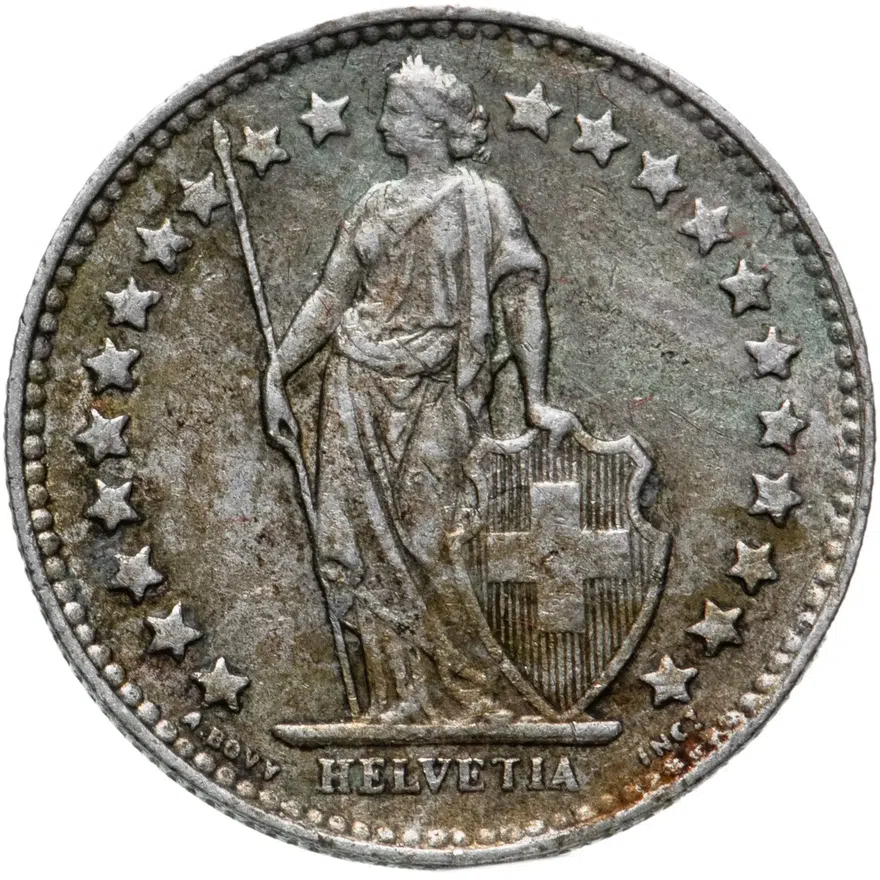 Швейцария 1/2 франка (franc) 1951, реверс