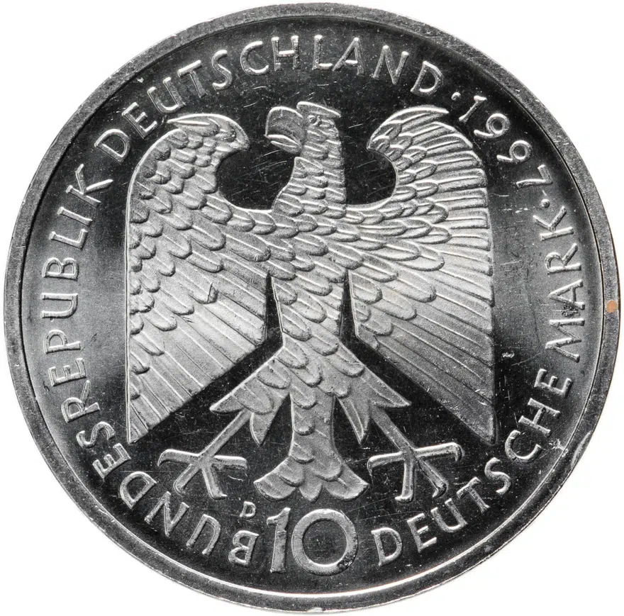 Германия 10 марок 1997 "200 лет со дня рождения Генриха Гейне" (G), реверс