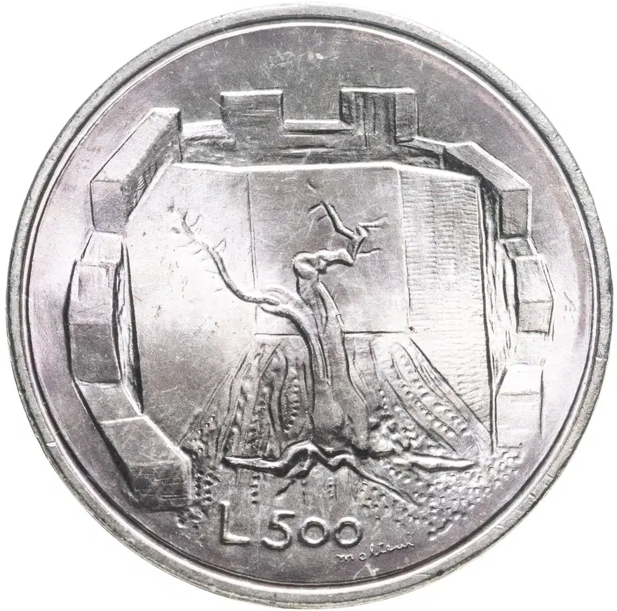 Сан-Марино 500 лир (lire) 1976  Республика (дерево), реверс