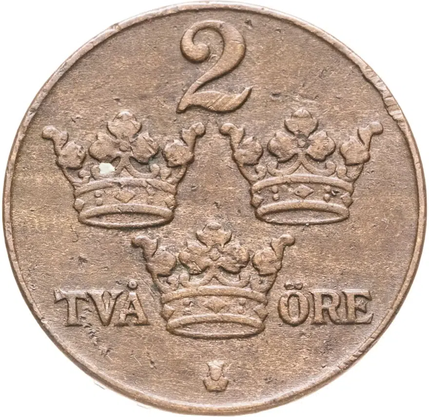 Швеция 2 эре (ore) 1929, аверс