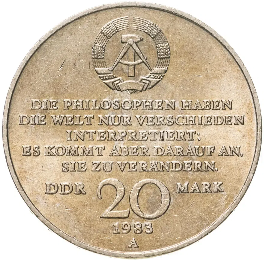 Германия (ГДР) 20 марок (mark) 1983  100 лет со дня смерти Карла Маркса