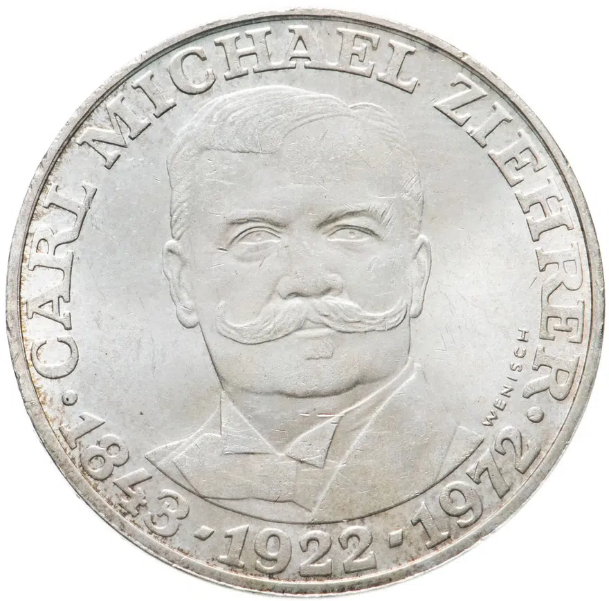 Австрия 25 шиллингов (shillings) 1972  50 лет со дня смерти Карла Михаэля Цирера