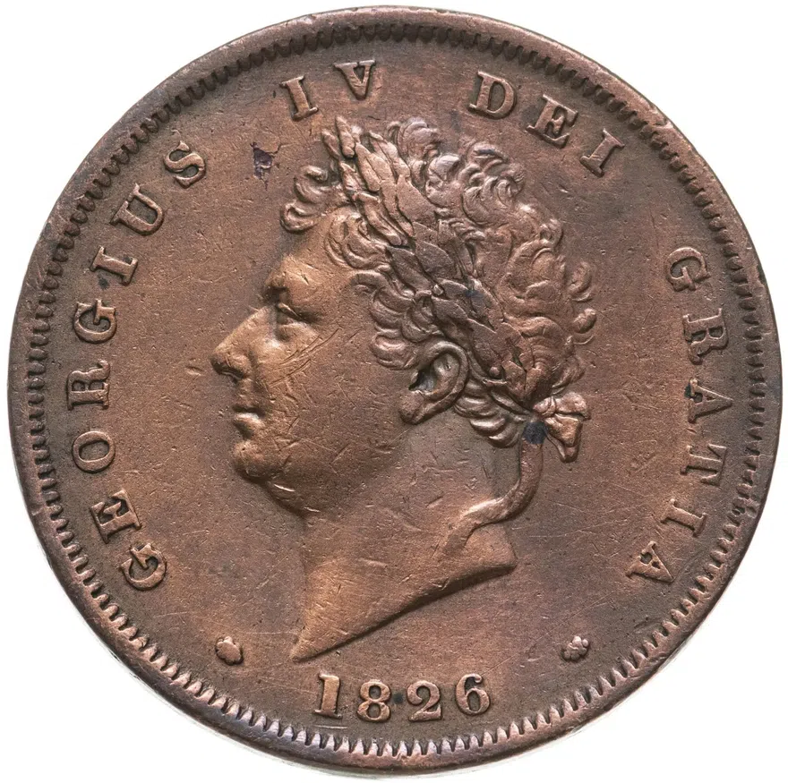 Великобритания 1 пенни 1826 Король Георг IV