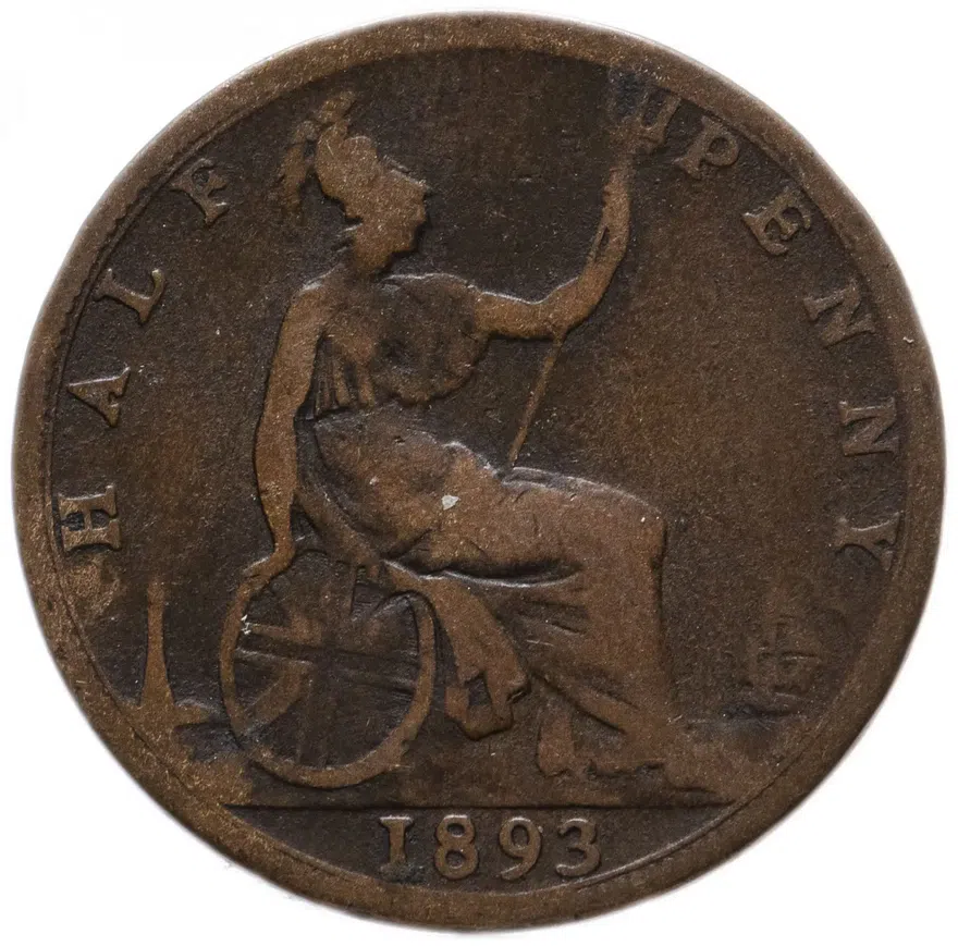 Великобритания 1/2 пенни (penny) 1893, реверс