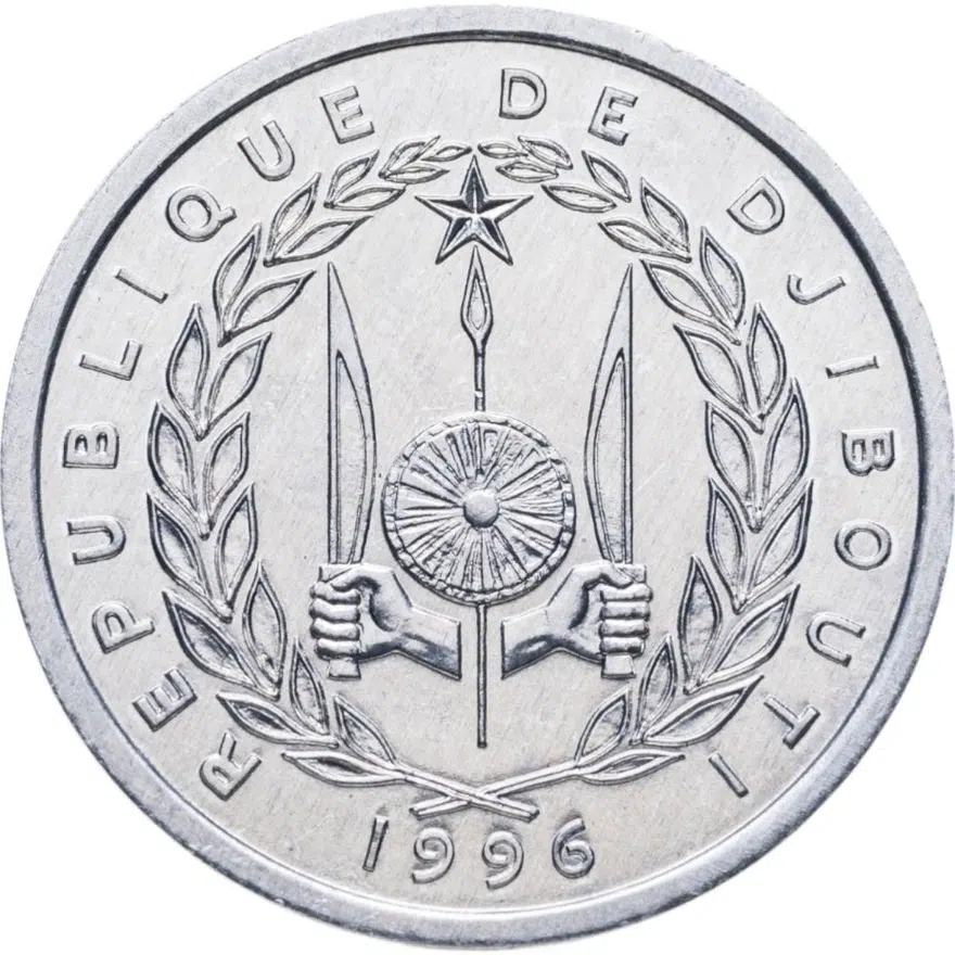Джибути 2 франка (francs) 1996, аверс