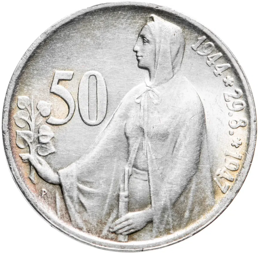 Чехословакия 50 крон (korun) 1947  3 года Словацкому восстанию, реверс