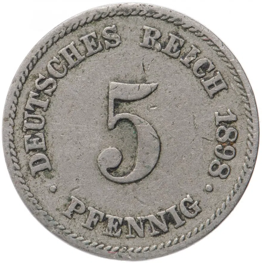 Германия 5 пфеннигов 1898 "Е", аверс