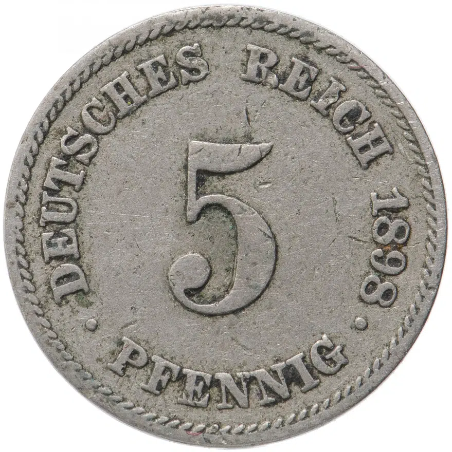 Германия 5 пфеннигов 1898 "Е", реверс