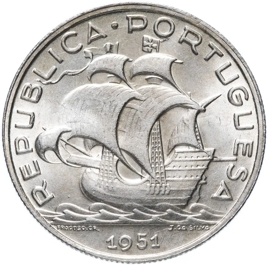 Португалия 5 эскудо (escudos) 1951, реверс