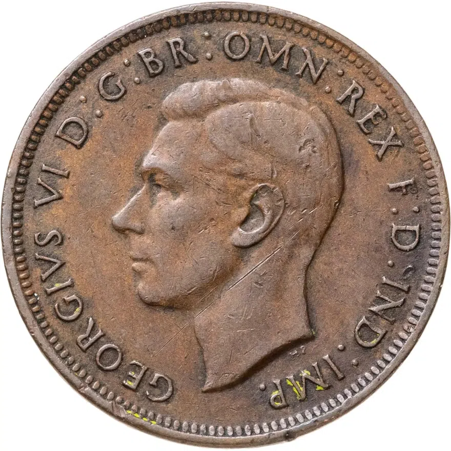 Австралия 1/2 пенни (penny) 1941, аверс