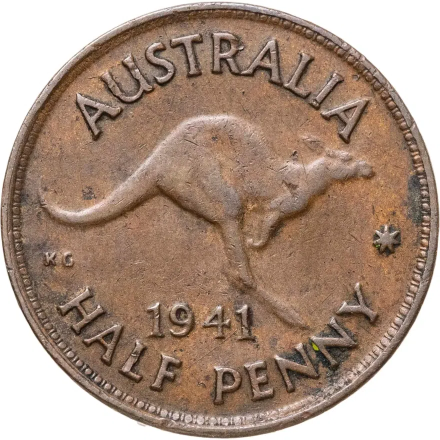Австралия 1/2 пенни (penny) 1941, реверс