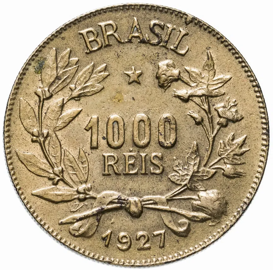 Бразилия 1000 рейс (reis) 1927, реверс