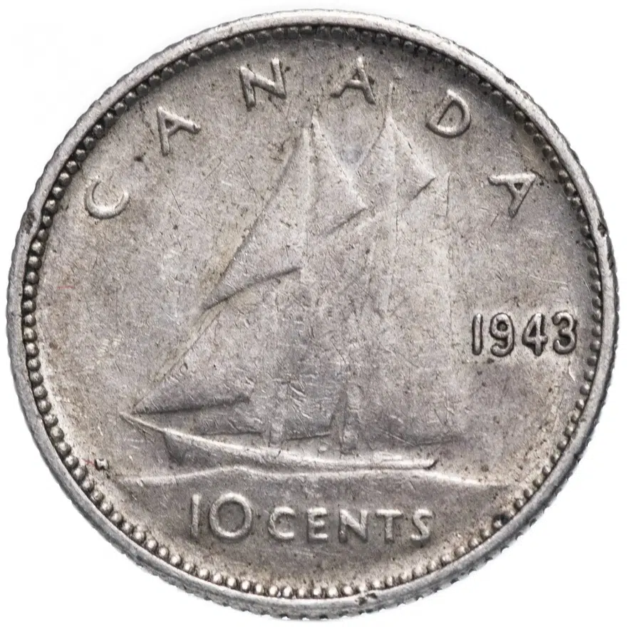 Канада 10 центов (cents) 1943, реверс