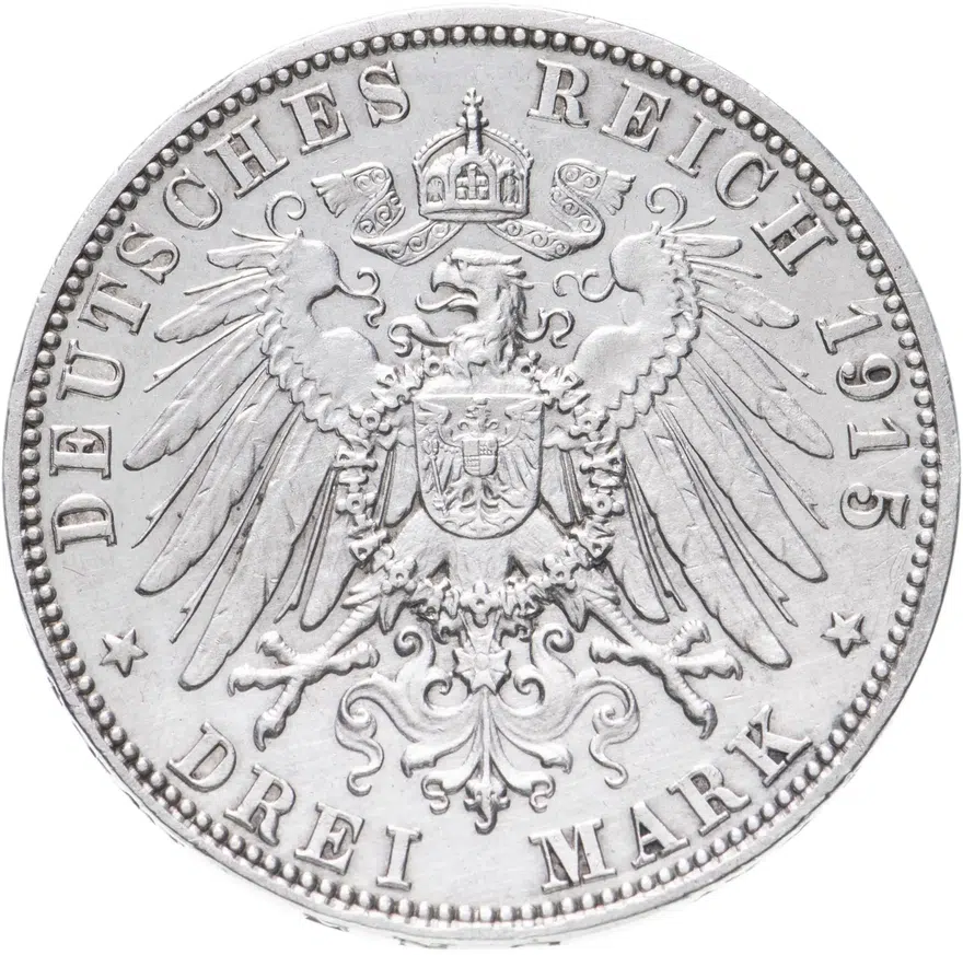 Германия (Империя) 3 марки (mark) 1915  Смерть Георга II Саксен-Мейнингенского, аверс