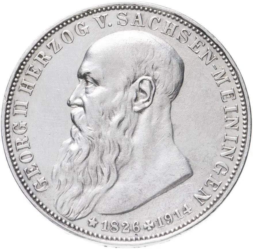 Германия (Империя) 3 марки (mark) 1915  Смерть Георга II Саксен-Мейнингенского, реверс