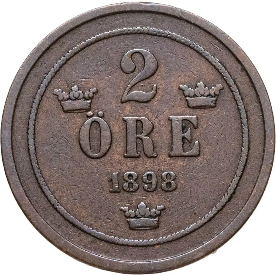 Швеция 2 эре (ore) 1898, аверс