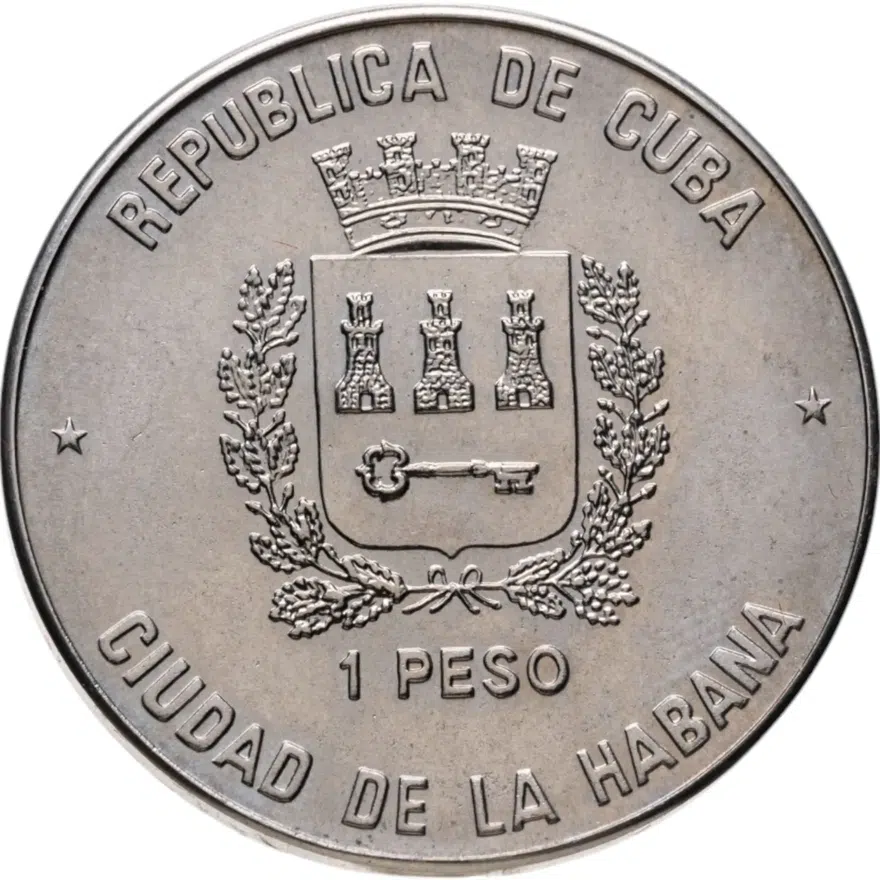 Куба 1 песо (peso) 1990  "Чемпионат мира по футболу 1990, Италия - чемпион Германия", реверс