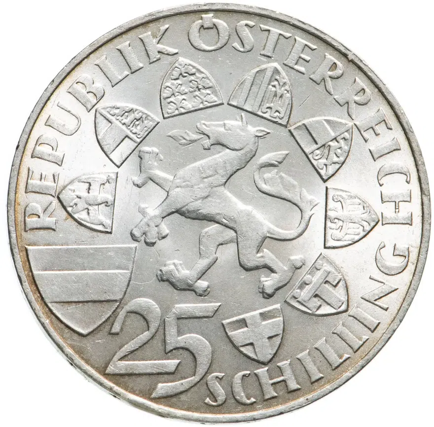 Австрия 25 шиллингов (shillings) 1959  100 лет со дня смерти Иоганна Баптиста Австрийского, реверс