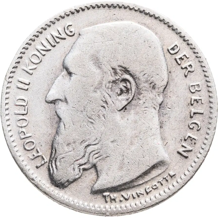 Бельгия 50 сантимов (centimes) 1909   Надпись на голландском - 'DER BELGEN', аверс