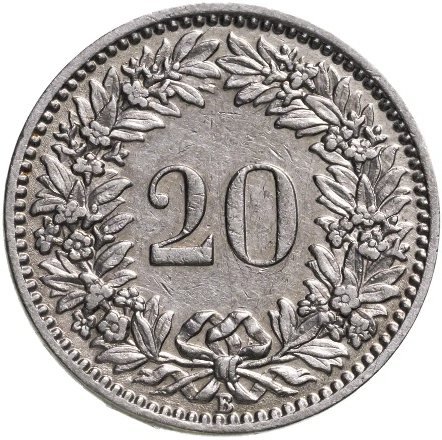 Швейцария 20 раппенов (rappen) 1920