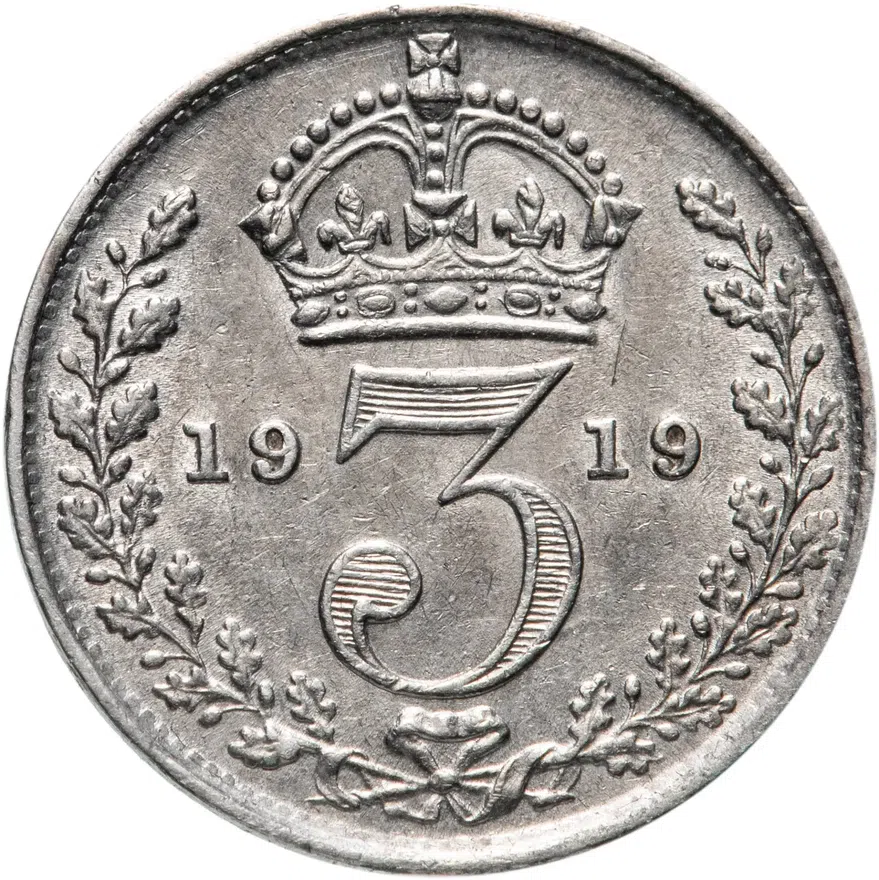 Великобритания 3 пенса (pence) 1919, аверс