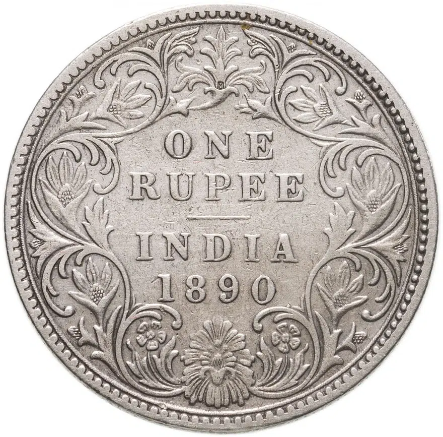 Индия (Британская) 1 рупия (rupee) 1890 C, реверс