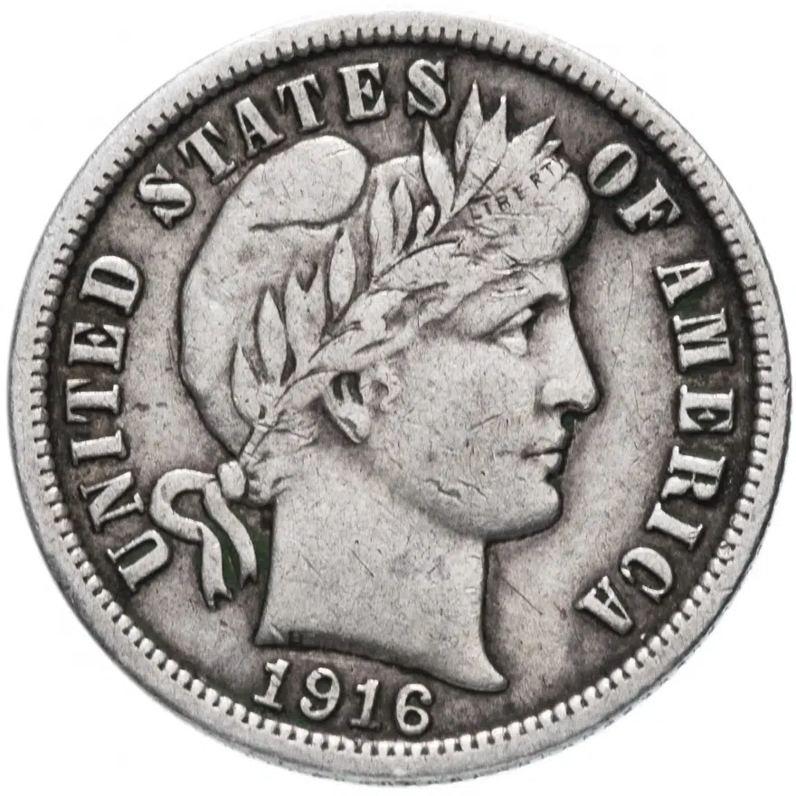 США 1 дайм (dime, 10 центов) 1916, реверс