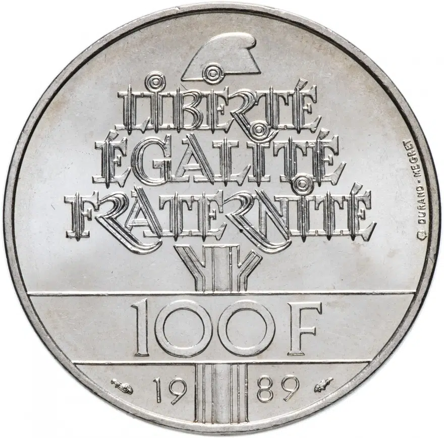 100 франков 1989 "200 лет Декларации прав человека", реверс