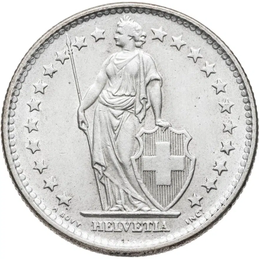 Швейцария 2 франка (francs) 1965, реверс