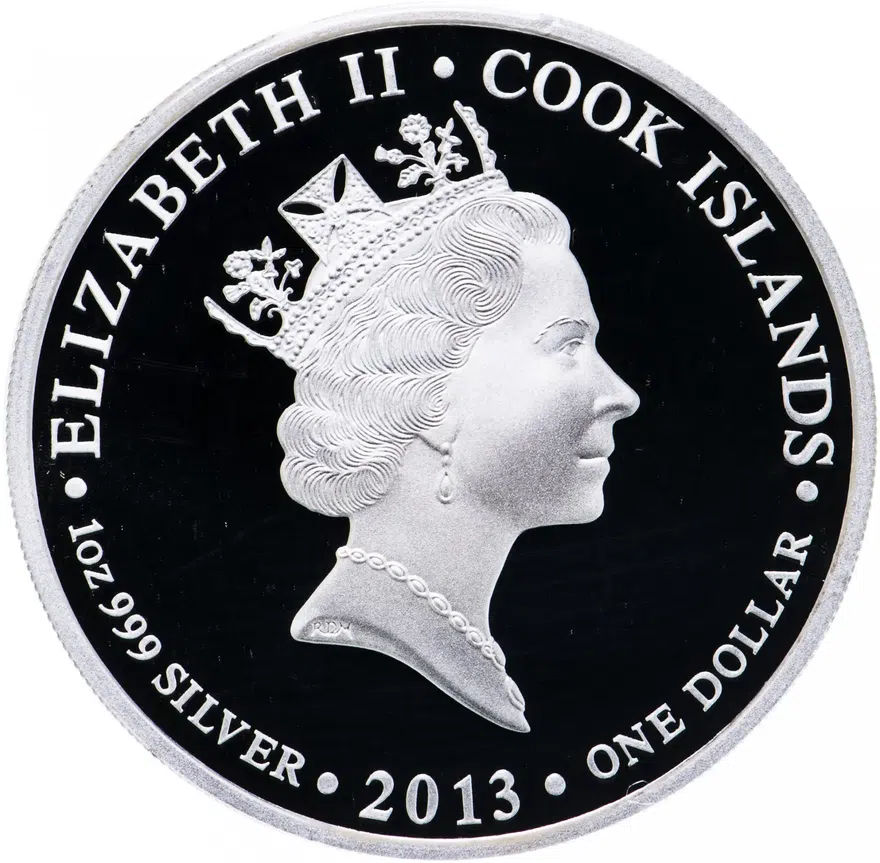 Острова Кука 1 доллар (dollar) 2013 Proof "Сохраним наш мир - Полярный (белый) медведь" в буклете, реверс