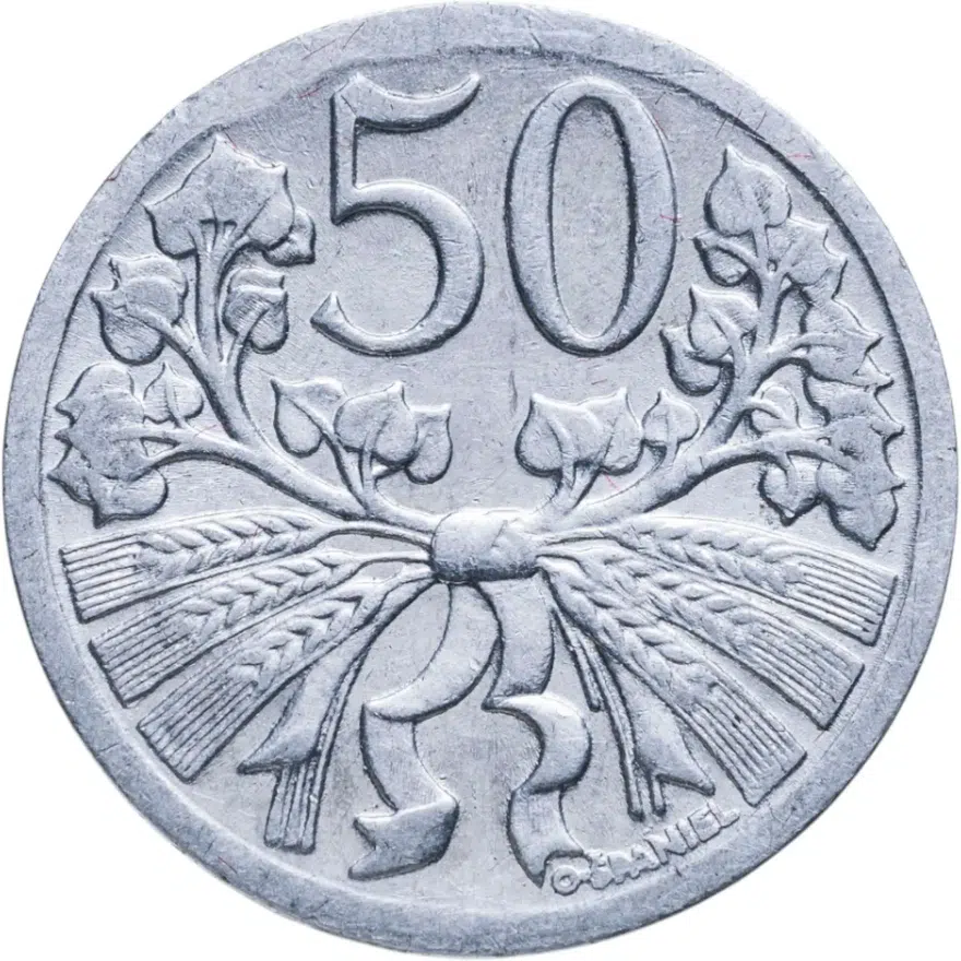 Чехословакия 50 геллеров (haleru) 1951, аверс