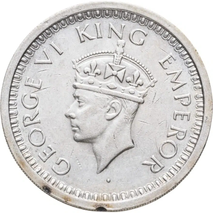Индия (Британская) 1 рупия (rupee) 1945 ♦  знак монетного двора: "♦" - Бомбей, реверс