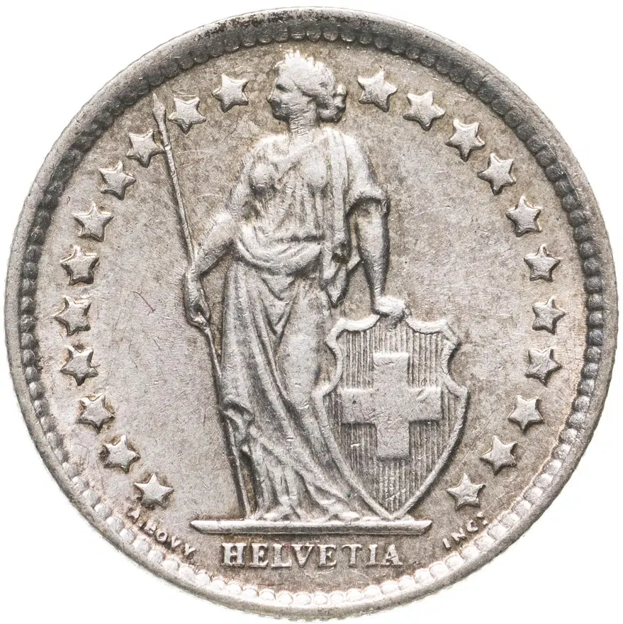 Швейцария 1/2 франка (franc) 1964, реверс